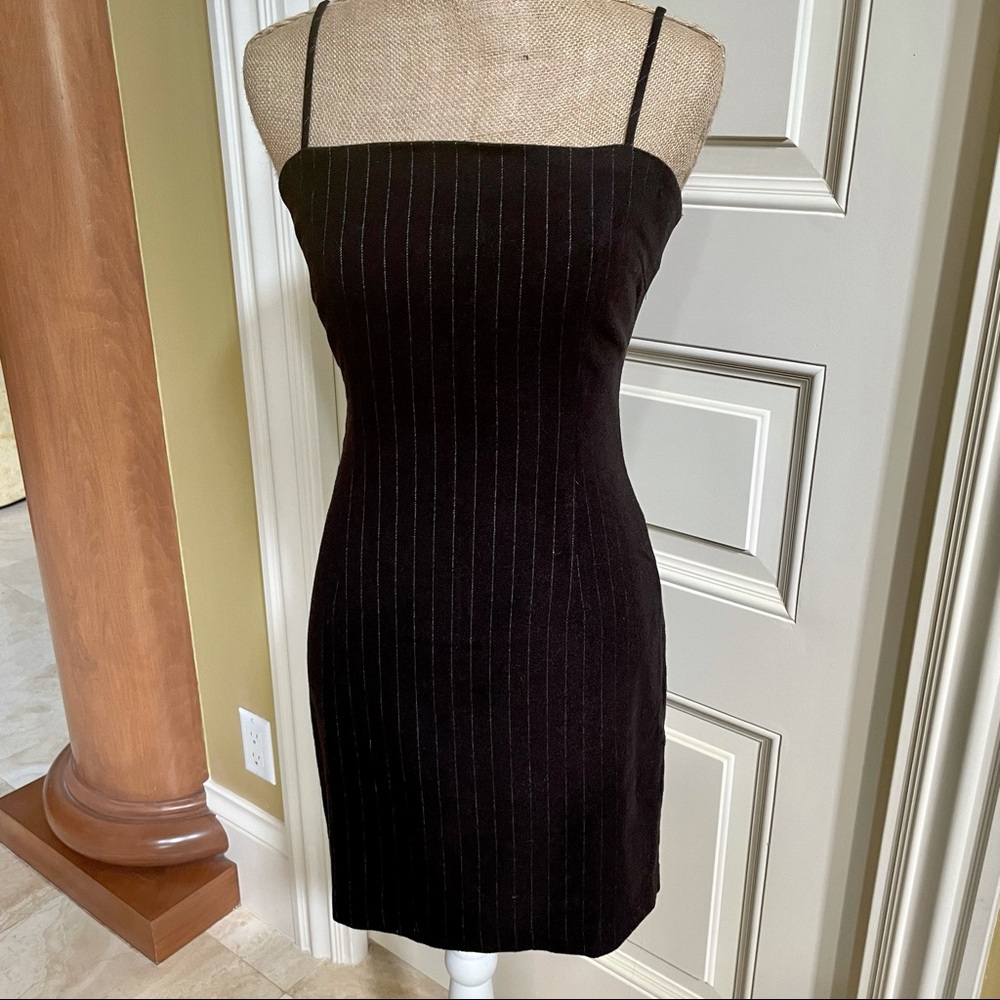 Forever 21 Pinstripe Black Mini Dress